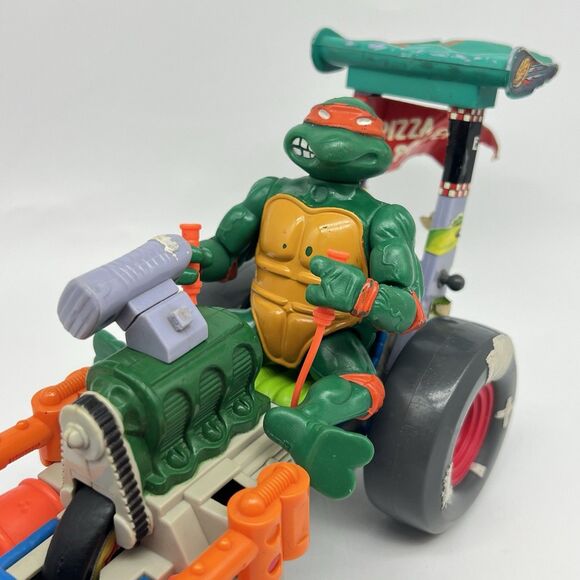 Vtg TMNT 1990 Playmates SEWER DRAGSTER & Leonardo Teenage Mutant Ninja Turtles - Picture 2 of 16